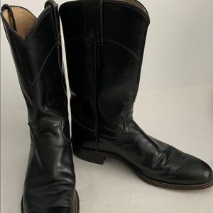 Justin Cora Black Leather Cowboy Roper Boots 7 A
